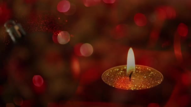 Κινούμενο Φως Κηλίδες Πάνω Από Κερί Και Μπάλες Χριστουγέννων Χριστούγεννα — Αρχείο Βίντεο
