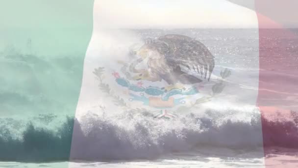 องค ประกอบด ตอลของธงเม โกโบกม มมองทางอากาศของคล นในทะเล แนวค ดการท องเท ยวและการท — วีดีโอสต็อก