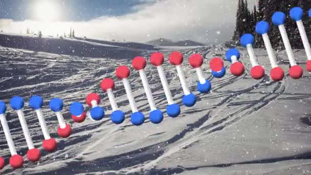 Animation Dna Strand Spinning Winter Countryside Scenery Christmas Winter Tradition — Stock Video