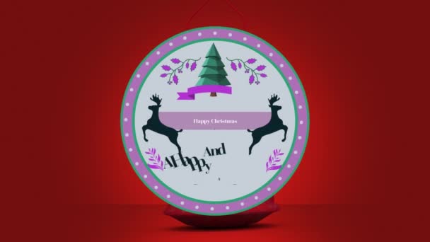 Animace Vánočních Pozdravů Tagu Červeném Pozadí Vánoční Zimní Tradiční Slavnostní — Stock video