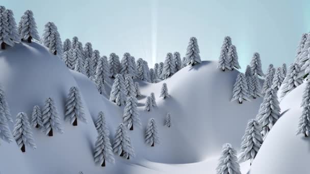 Animation Von Lichtern Über Winterlichen Tannen Weihnachten Tradition Und Festkonzept — Stockvideo
