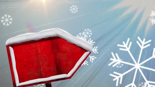 Animazione Segno Legno Bianco Con Spazio Copia Nel Paesaggio Invernale — Video Stock