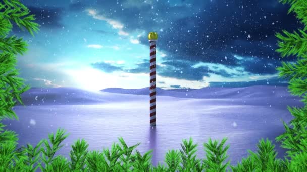 Kış Manzarasına Yağan Kar Animasyonu Noel Gelenek Kutlama Konsepti Dijital — Stok video