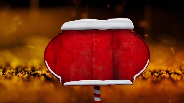 Animación Etiqueta Roja Sobre Caída Brillo Dorado Navidad Tradición Concepto — Vídeo de stock