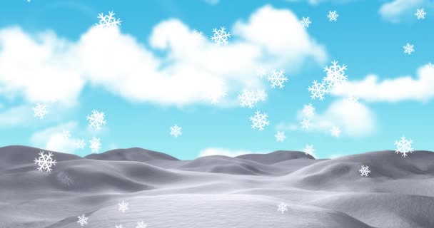Animation Snö Faller Över Vintern Landskap Och Himmel Jul Vinter — Stockvideo