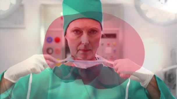 Ameliyathanede Cerrahların Üzerinde Sallanan Japon Bayrağının Animasyonu Küresel Tıp Covid — Stok video