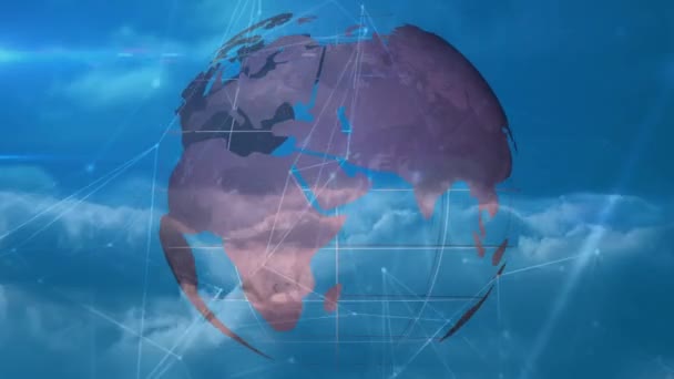 Animazione Della Rete Connessioni Globo Nuvole Business Globale Connessioni Concetto — Video Stock