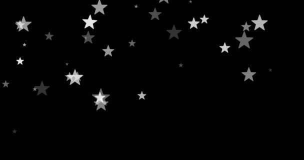 Animación Estrellas Blancas Navidad Cayendo Sobre Fondo Negro Navidad Tradición — Vídeo de stock