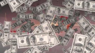 Kalp atış hızı monitörü ve kürede yüzen Amerikan dolarlarının animasyonu. küresel iş, finans ve bağlantılar konsepti dijital olarak oluşturulmuş video.