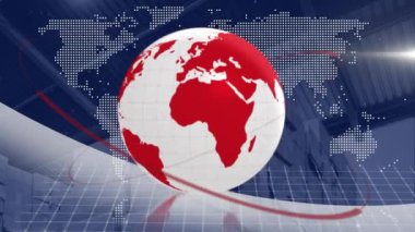 Depo üzerinden veri işleme ile küresel ve dijital arayüzün animasyonu. küresel gönderim, dağıtım, iş, veri işleme ve teknoloji konsepti dijital olarak oluşturulmuş video.