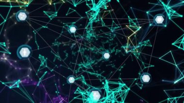 Dijital arkaplandaki bağlantı ağının animasyonu. küresel ağlar, bağlantılar, veri işleme ve dijital arayüz kavramı dijital olarak oluşturulmuş video.