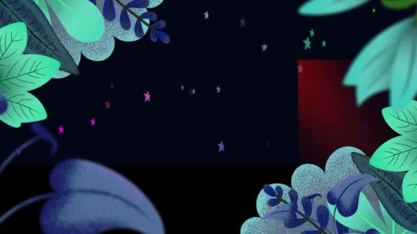 Animation Blauer Pflanzen Über Sich Bewegenden Sternen Farb Bewegungs Und — Stockvideo