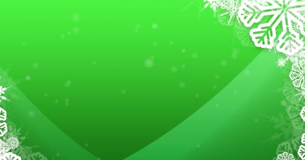 Animation Flocons Neige Tombant Sur Fond Vert Noël Tradition Concept — Video