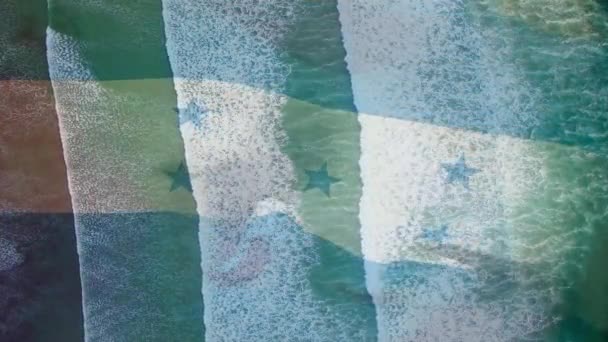 Composition Numérique Drapeau Honduras Agitant Contre Vue Aérienne Des Vagues — Video