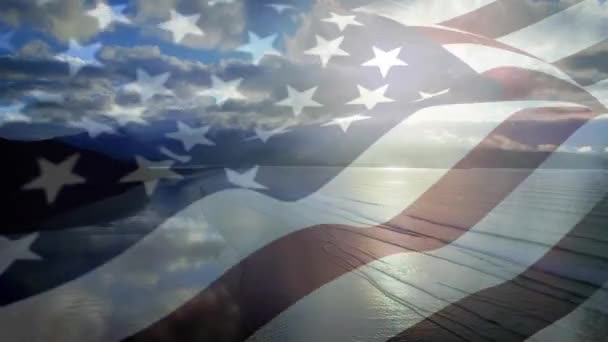 Digitální Složení Vlnění Vlajky Proti Leteckému Výhledu Pláž Národní Cestovní — Stock video