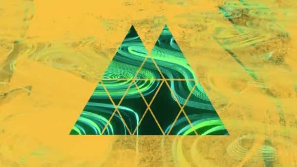 Анимация Оранжевой Рамки Зеленых Форм Черном Фоне Абстрактная Фоновая Концепция — стоковое видео