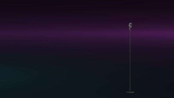 Анімація Старовинного Мікрофона Фіолетовому Фоні Різдво Зима Традиція Концепція Святкування — стокове відео