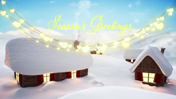 在冬季的风景上 圣诞祝福的动画和灯光 圣诞节 传统和庆祝概念数字制作的视频 — 图库视频影像
