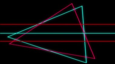Siyah arkaplan üzerinde renkli geometrik şekillerin animasyonu. Video oyunu, eğlence ve dijital arayüz kavramı dijital olarak oluşturuldu.