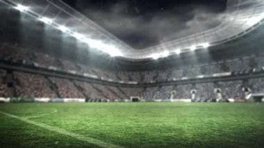 Spor stadyumunun üzerine yağan kar animasyonu. spor, kış ve yarışma konsepti dijital olarak oluşturulmuş video.