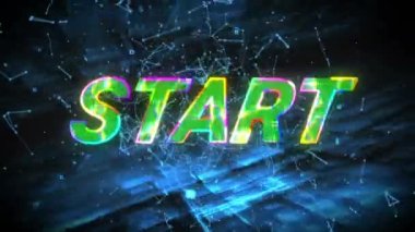 Parlak takımyıldızlı dijital soyut uzayda başlangıç animasyonu. bilgisayar, oyunlar ve teknoloji konsepti dijital olarak oluşturuldu.