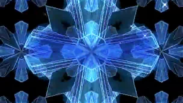 发光的万花筒形状在黑色背景上的动画 电子游戏 娱乐和数字界面概念数字生成的视频 — 图库视频影像