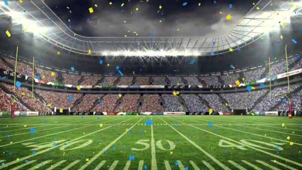 Animation Confetti Falling Sports Stadium Sports Celebration Competition Concept Digitally — Stock Video