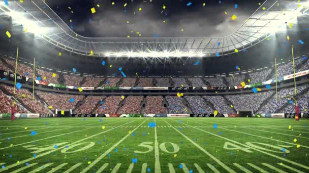 Animatie Van Confetti Vallen Sportstadion Sport Viering Competitie Concept Digitaal — Stockvideo