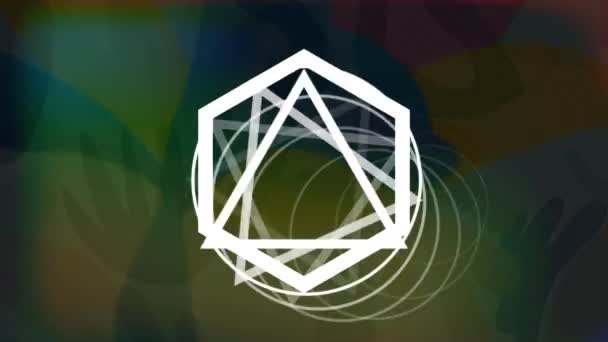 Animering Roterande Trianglar Cirklar Och Hexagoner Över Procent Försäljning Business — Stockvideo