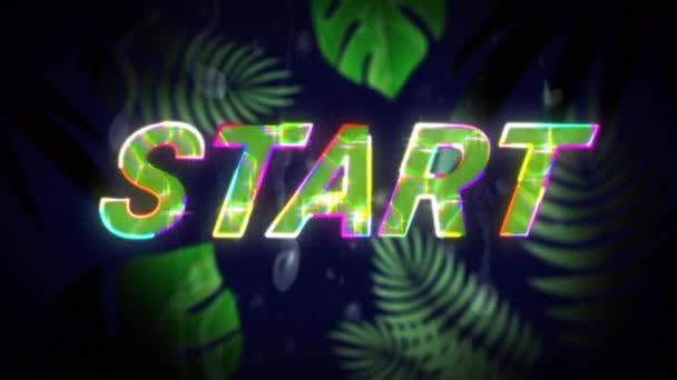 Animatie Van Starttekst Groene Planten Video Game Entertainment Digitale Interface — Stockvideo