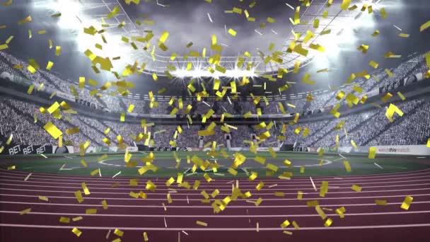 Animazione Coriandoli Che Cadono Sopra Stadio Sportivo Sport Celebrazione Competizione — Video Stock