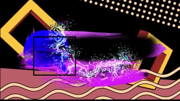 Siyah Arkaplan Üzerinde Renkli Geometrik Grafiklerin Animasyonu Video Oyunu Eğlence — Stok video
