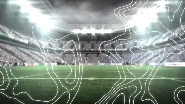 Animación Líneas Mapa Blanco Moviéndose Sobre Estadio Deportivo Deportes Conexiones — Vídeos de Stock