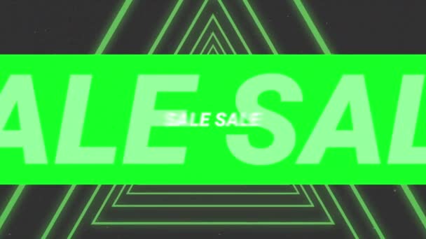 Animation Sale White Text Pink Crosses Green Lines Green Neon — Stock Video