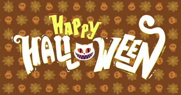 赤い動きの背景に幸せなハロウィンテキストのイメージ ハロウィーン お祝いや伝統の概念デジタルで生成されたイメージ — ストック写真