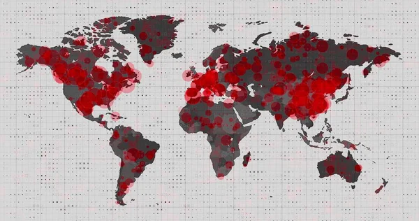 Image World Map Continents Turning Red Showing Covid Coronavirus Spread — Stock Photo, Image