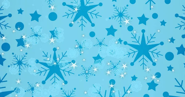 Bild Von Schnee Fallen Über Weihnachten Schneeflocken Auf Blauem Hintergrund — Stockfoto