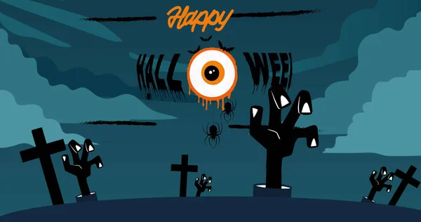 Imagem Texto Feliz Halloween Sobre Cmentarny Halloween Tradição Celebração Conceito — Fotografia de Stock