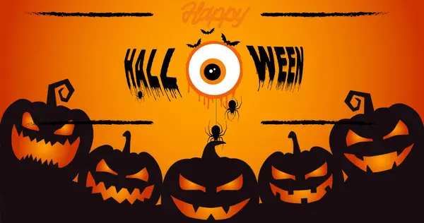 Immagine Felice Testo Halloween Sopra Zucche Halloween Tradizione Concetto Celebrazione — Foto Stock