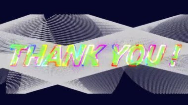 Geometrik hareketli şekiller üzerinden teşekkür metninin animasyonu. Video oyunu, eğlence ve dijital arayüz kavramı dijital olarak oluşturuldu.