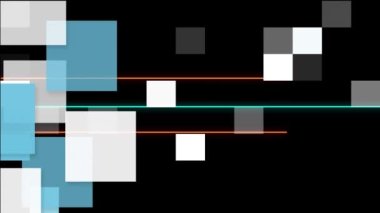 Siyah arkaplan üzerinde renkli geometrik grafiklerin animasyonu. Video oyunu, eğlence ve dijital arayüz kavramı dijital olarak oluşturuldu.