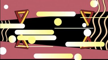 Siyah arkaplan üzerinde renkli geometrik grafiklerin animasyonu. Video oyunu, eğlence ve dijital arayüz kavramı dijital olarak oluşturuldu.