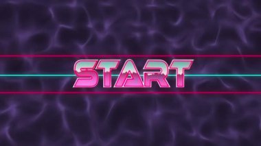 Dijital mor soyut alanda başlangıç animasyonu. bilgisayar, oyunlar ve teknoloji konsepti dijital olarak oluşturuldu.