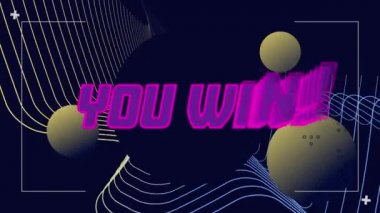 Senin animasyonun geometrik hareketli şekillerin üzerindeki metni kazanıyor. Video oyunu, eğlence ve dijital arayüz kavramı dijital olarak oluşturuldu.