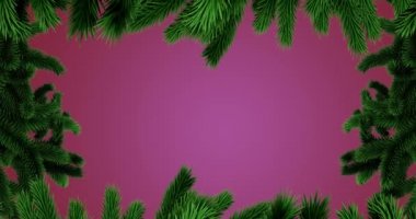 Pembe arka planda noel kutlamalarının animasyonu. Noel, kış, gelenek ve kutlama konsepti dijital olarak oluşturulmuş video.