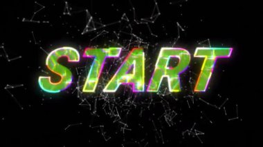 Takımyıldızlı dijital soyut uzayda başlangıç animasyonu. bilgisayar, oyunlar ve teknoloji konsepti dijital olarak oluşturuldu.