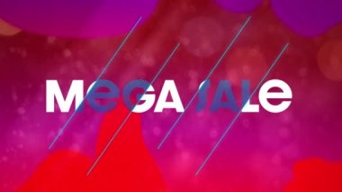 Erimiş pembe ve kırmızı lavlar üzerinde beyaz ve mavi metinlerde mega satışın animasyonu. dijital arayüz, çevrimiçi alışveriş ve perakende konsepti dijital olarak oluşturulmuş video.