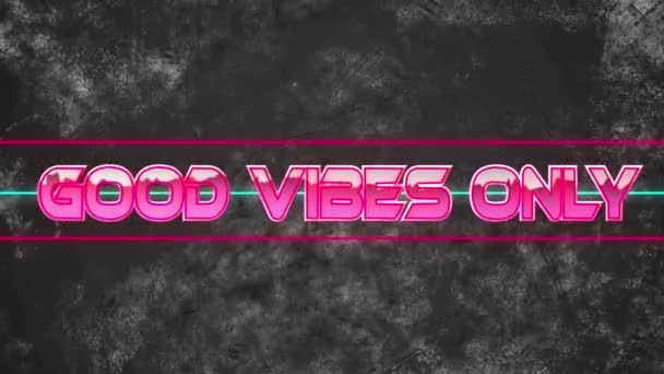 Animation Good Vibes Only Text Geometrical Shapes Dark Background Video — Stock Video