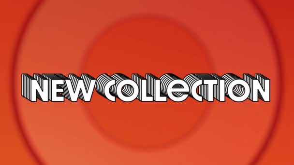 在移动同心橙色和红色圆环的基础上 用白色文字对新藏品进行动画制作 数码界面 网上购物及零售概念数码影片 — 图库视频影像