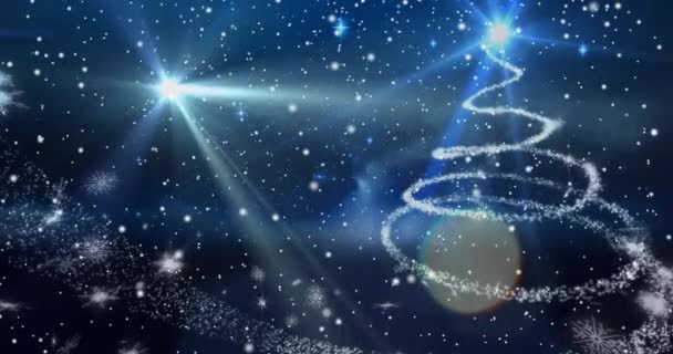 Анімація Снігу Падає Зимові Пейзажі Різдво Зима Традиція Концепція Святкування — стокове відео